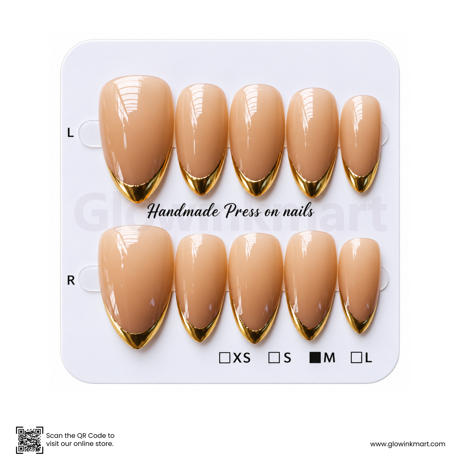 French Gold-Edged Press-On Nails (Nude)