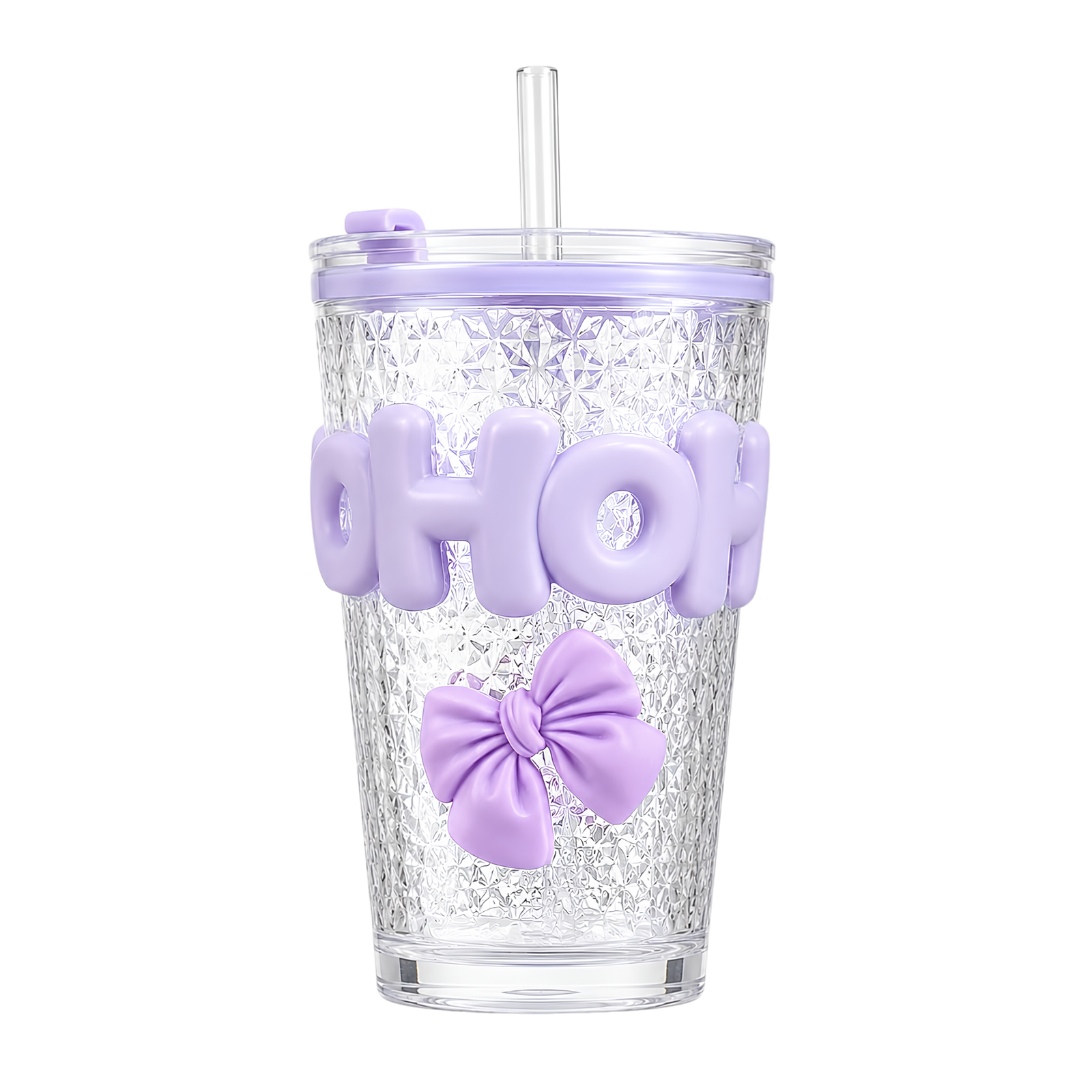 Korean-Style Bow Glass Tumbler with Straw & Lid