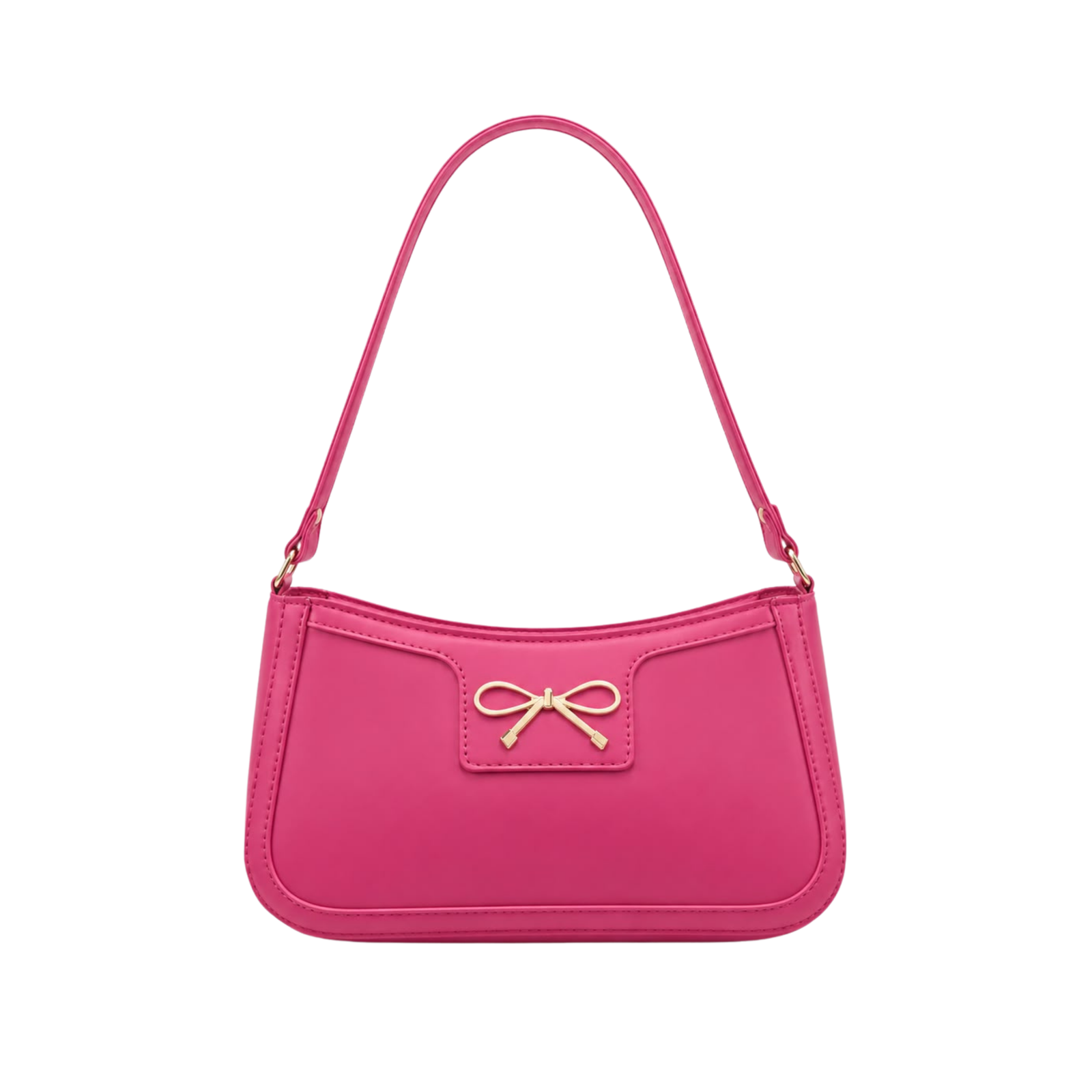 Bow Detail Baguette Shoulder Bag (Pink)
