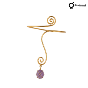 Minimalist Metal Arm Cuff Bracelet (Purple Stone) DP