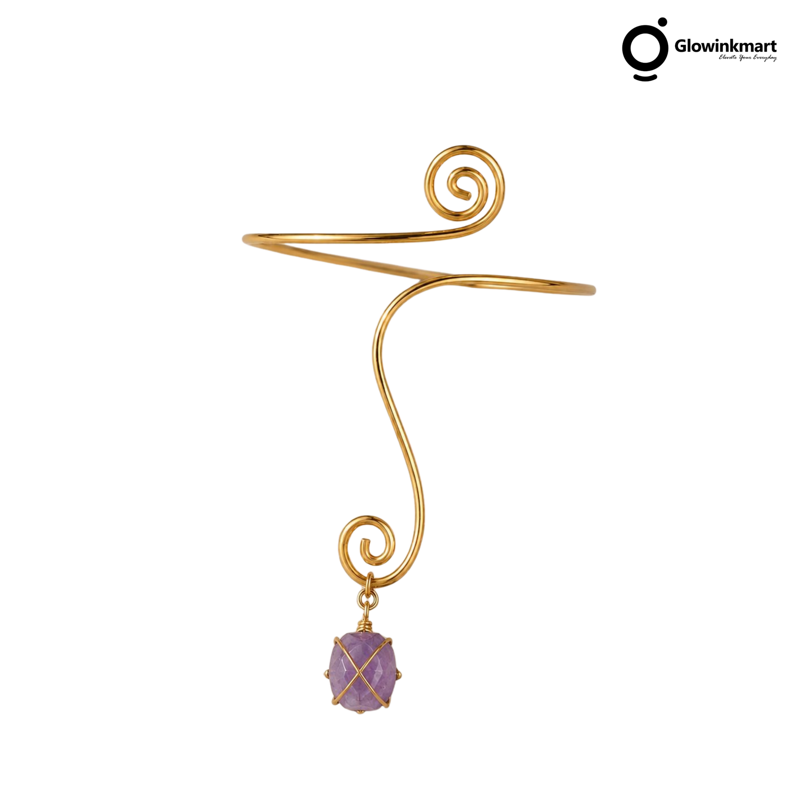 Minimalist Metal Arm Cuff Bracelet (Purple Stone) DP