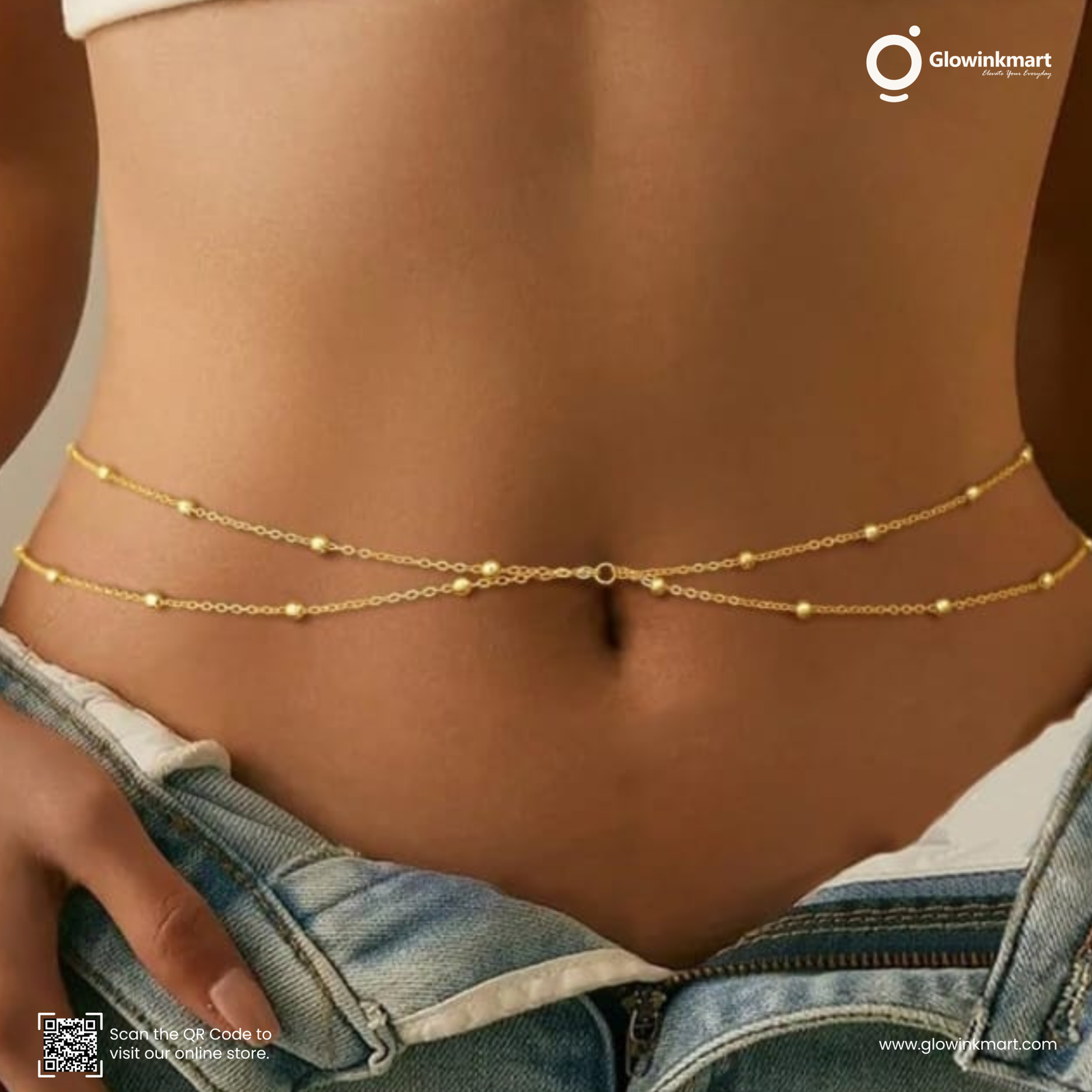 Dainty Gold Waist Chain for Women
